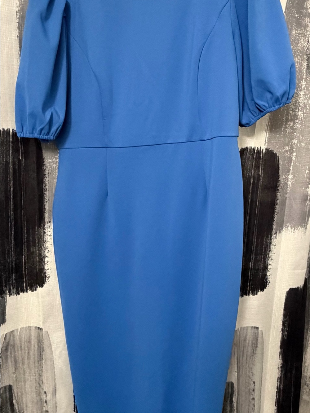 Lulu's Cobalt Blue Midi Sheath Dress with Puff Sleeves